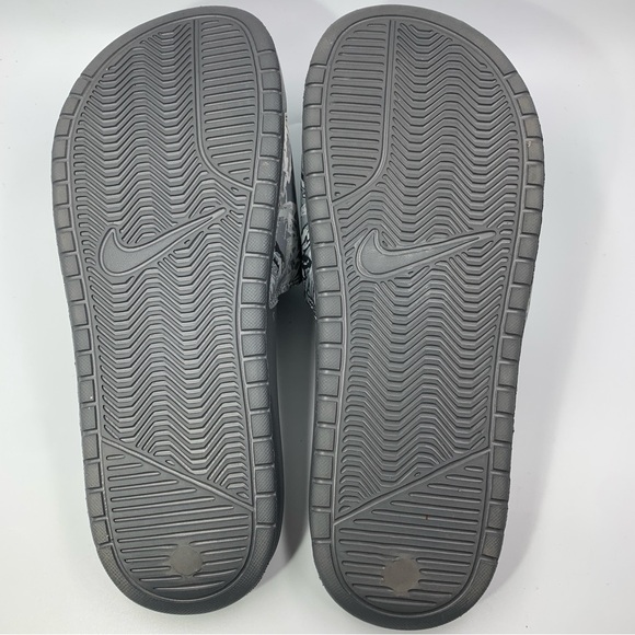 Nike Benassi Slides Mens 8 Gray White Floral Print JDI Slip On Just Do It - Picture 5 of 10